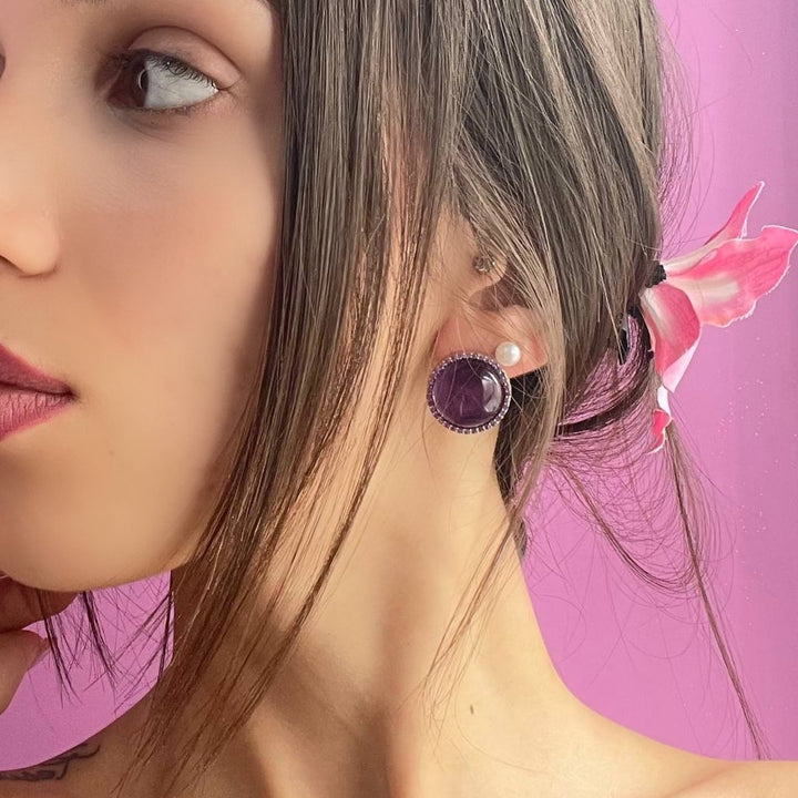 END OF COLLECTION - Amethyst earrings mounted on silver