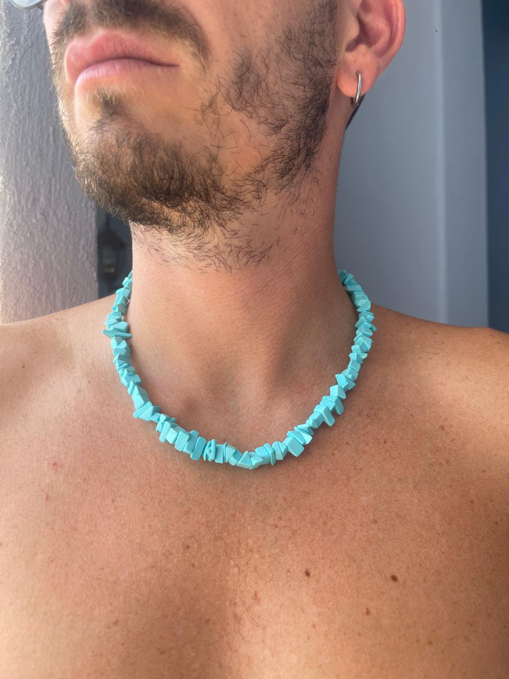 END OF COLLECTION - Turquoise Pasta Cube Necklace