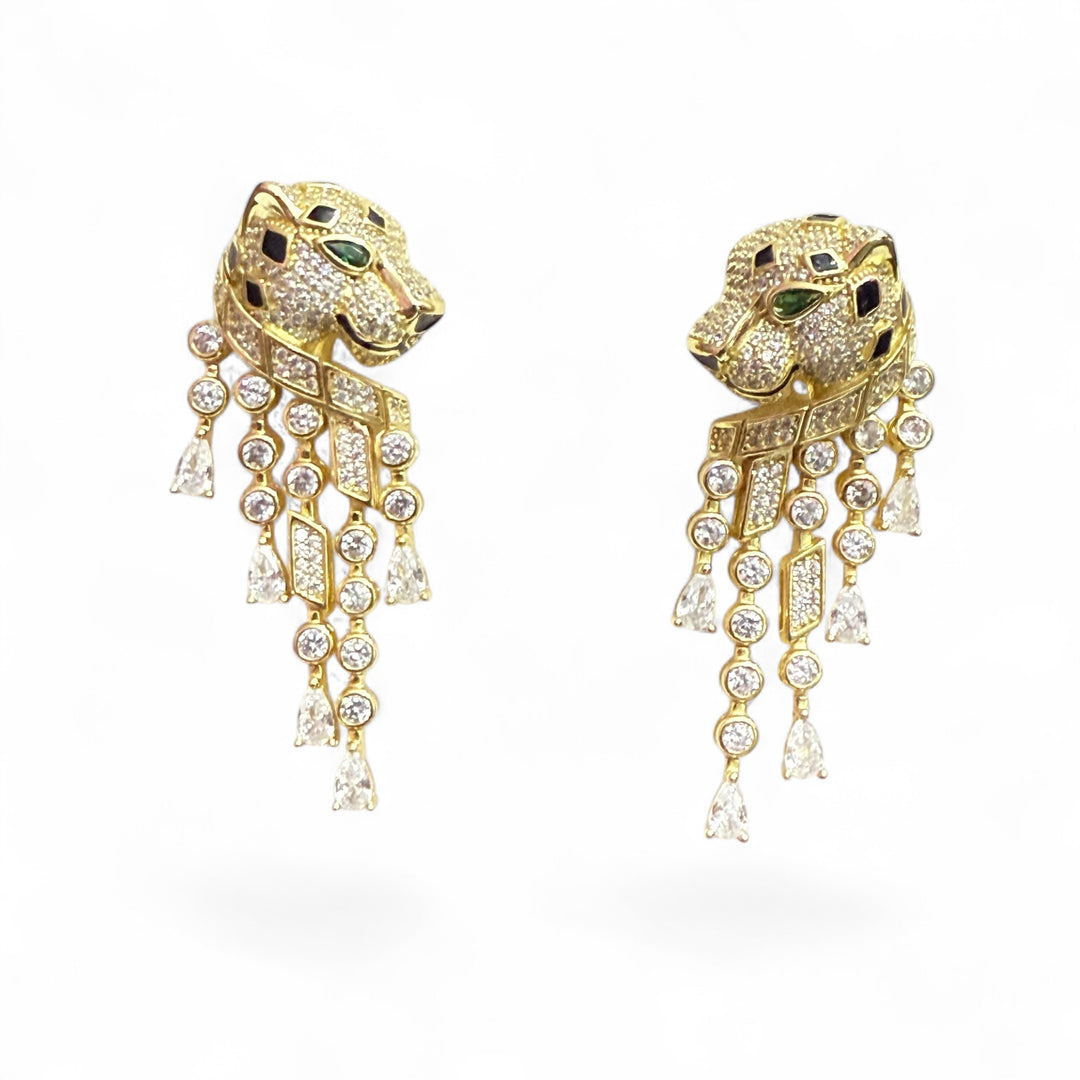 Cheetah earrings in silver and zirconia