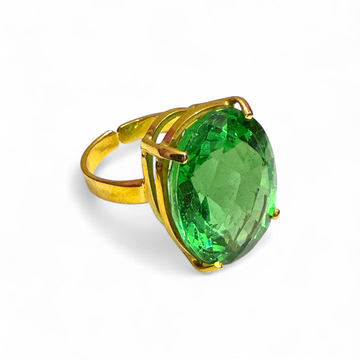 Green topaz ring mounted on silver