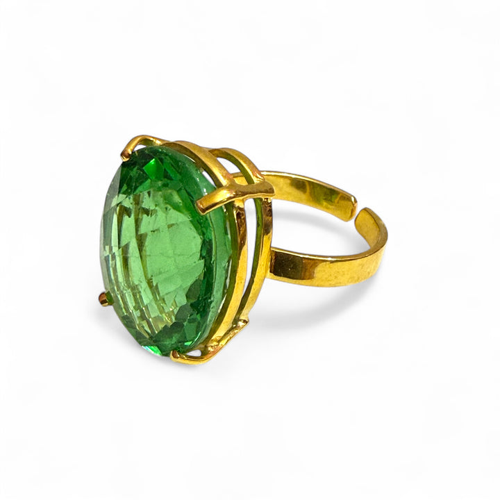 Green topaz ring mounted on silver
