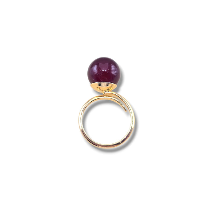 Anello rotondo di ambra del baltico montato in argento