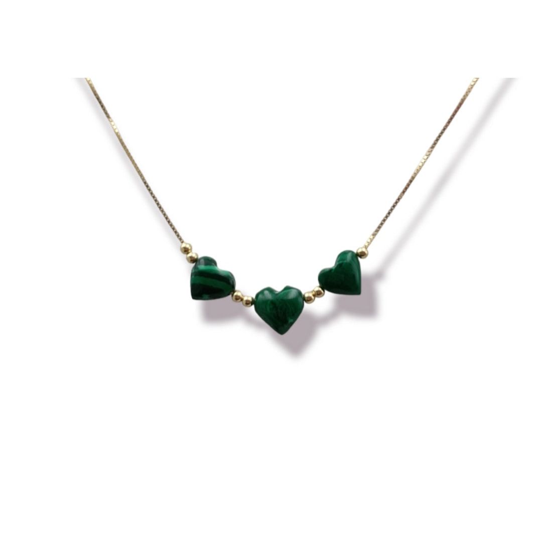 Collana tris di cuori in corallo montato su argento Lucia Vitiello Gioielli di Napoli