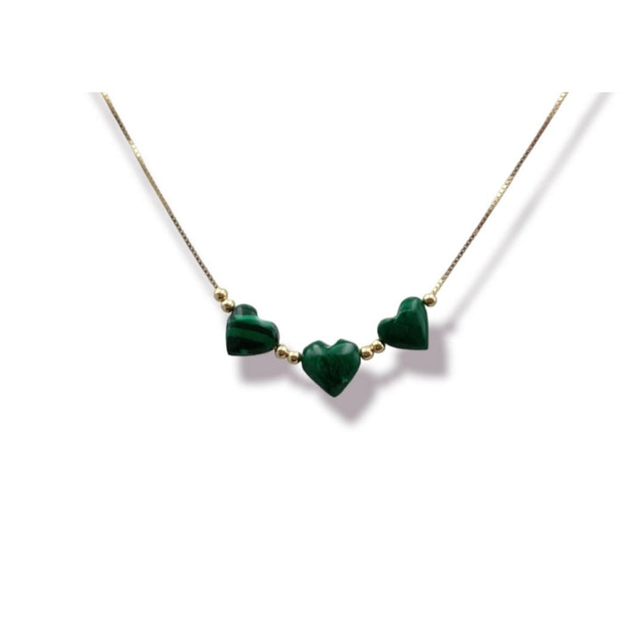 Collana tris di cuori in corallo montato su argento Lucia Vitiello Gioielli di Napoli