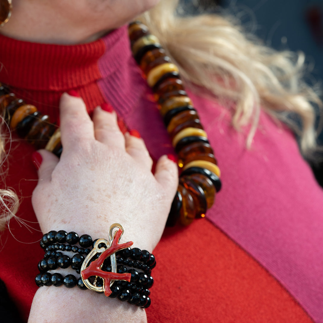 Multicolored "amber rondelle" necklace