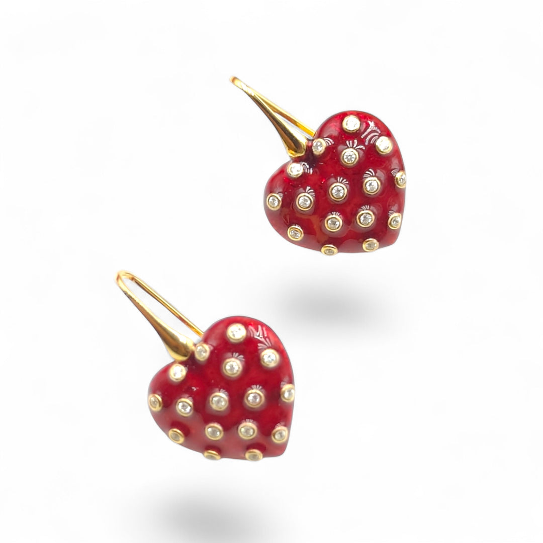 LOVE LINE - ENAMELED HEART EARRINGS
