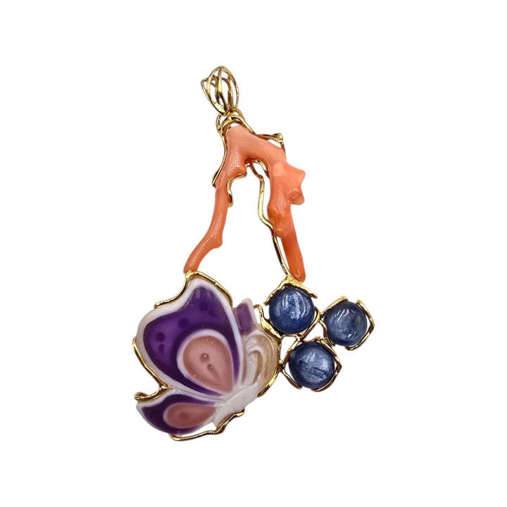 Coral Butterfly - Ciondoli in Corallo, Cammeo, Ambra, Ametista, Acquamarina e Cianite