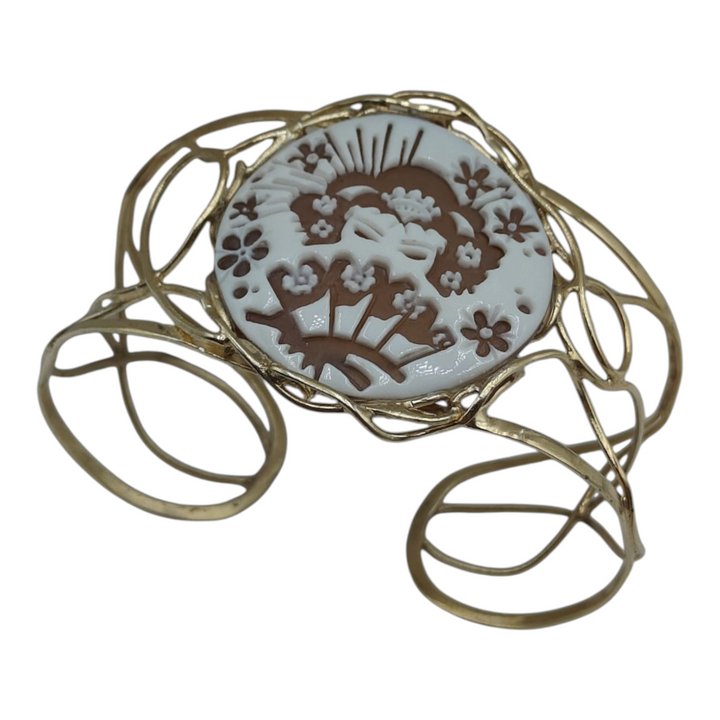 Linea orientale - bracciale schiava geisha in cammeo sardonico montato su argento