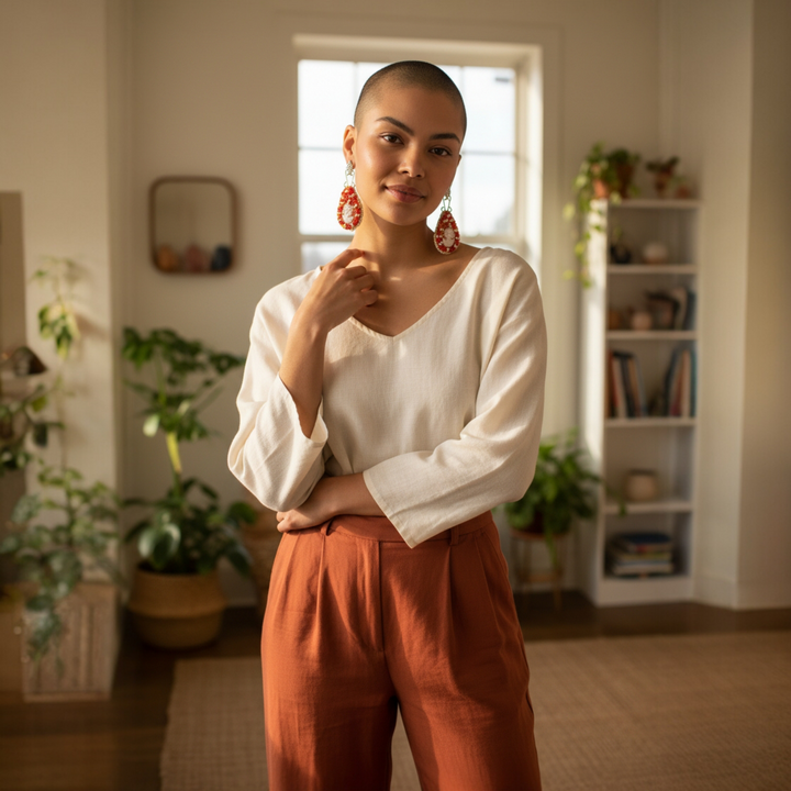 Orecchini Goccia con Cammeo, Perle e Corallo montati in Argento