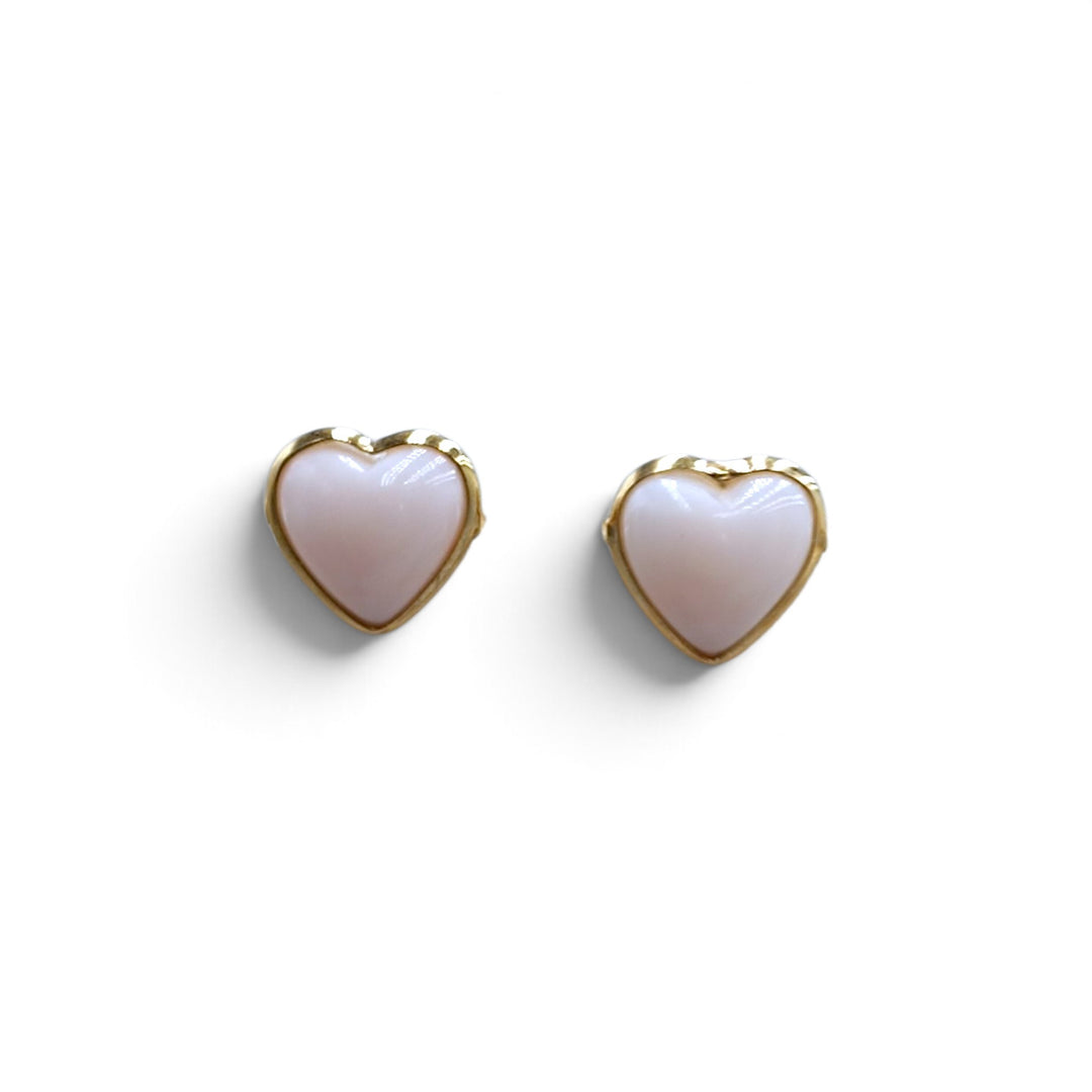 Orecchini Cuore di Corallo montati in Argento Dorato