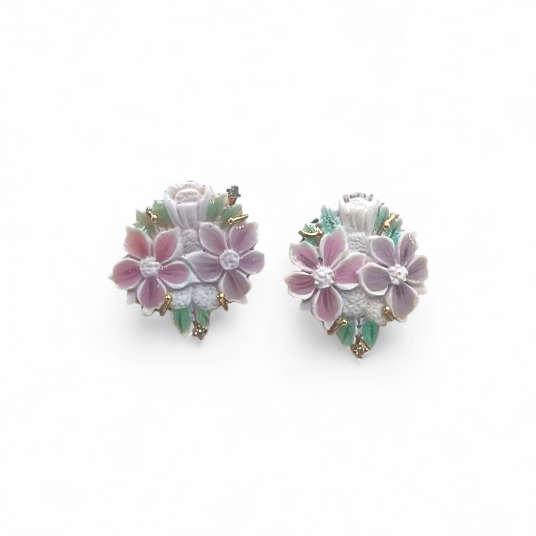 Orecchini Fiori di Cammeoi montati in Argento Dorato
