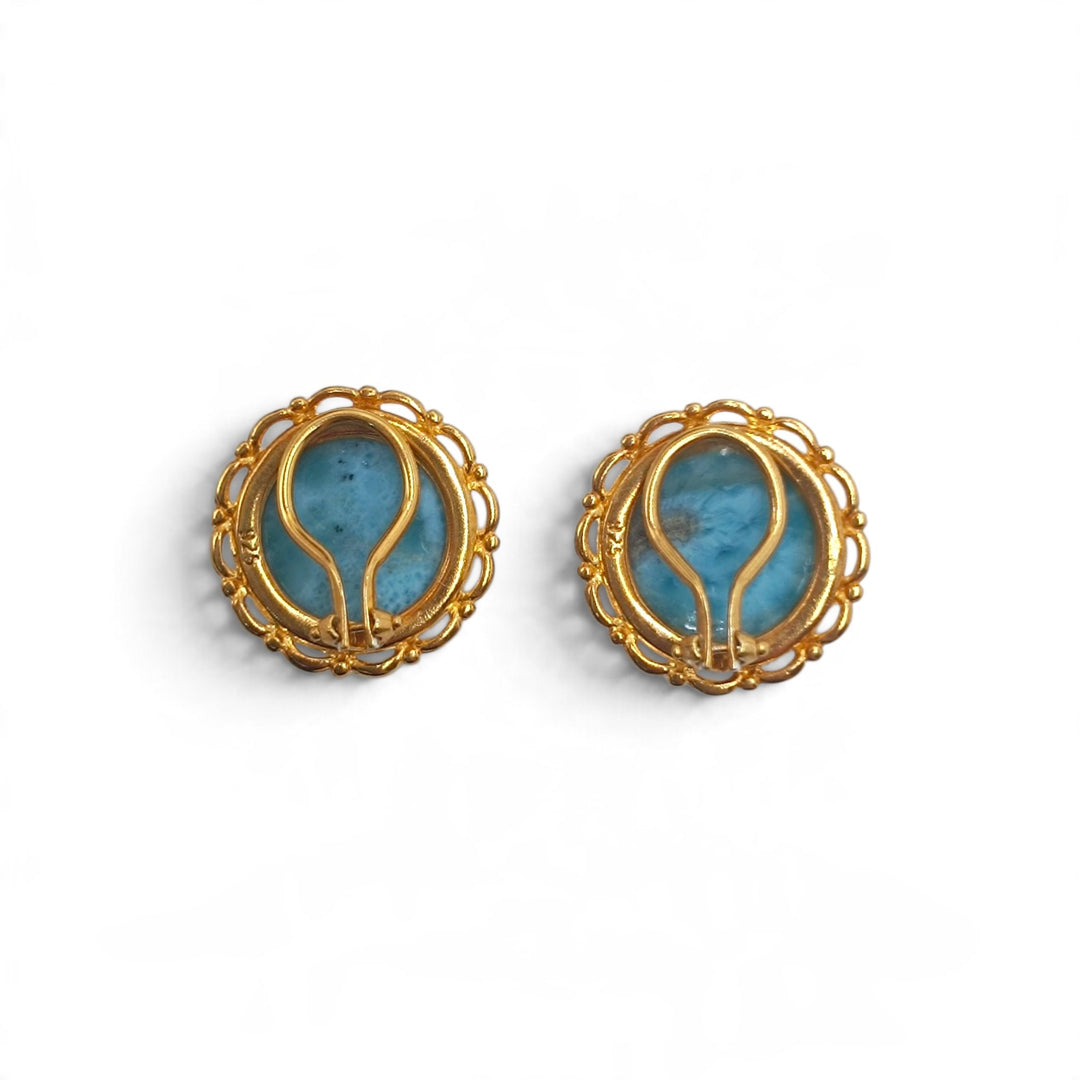 Orecchini di Larimar montati in Argento Dorato