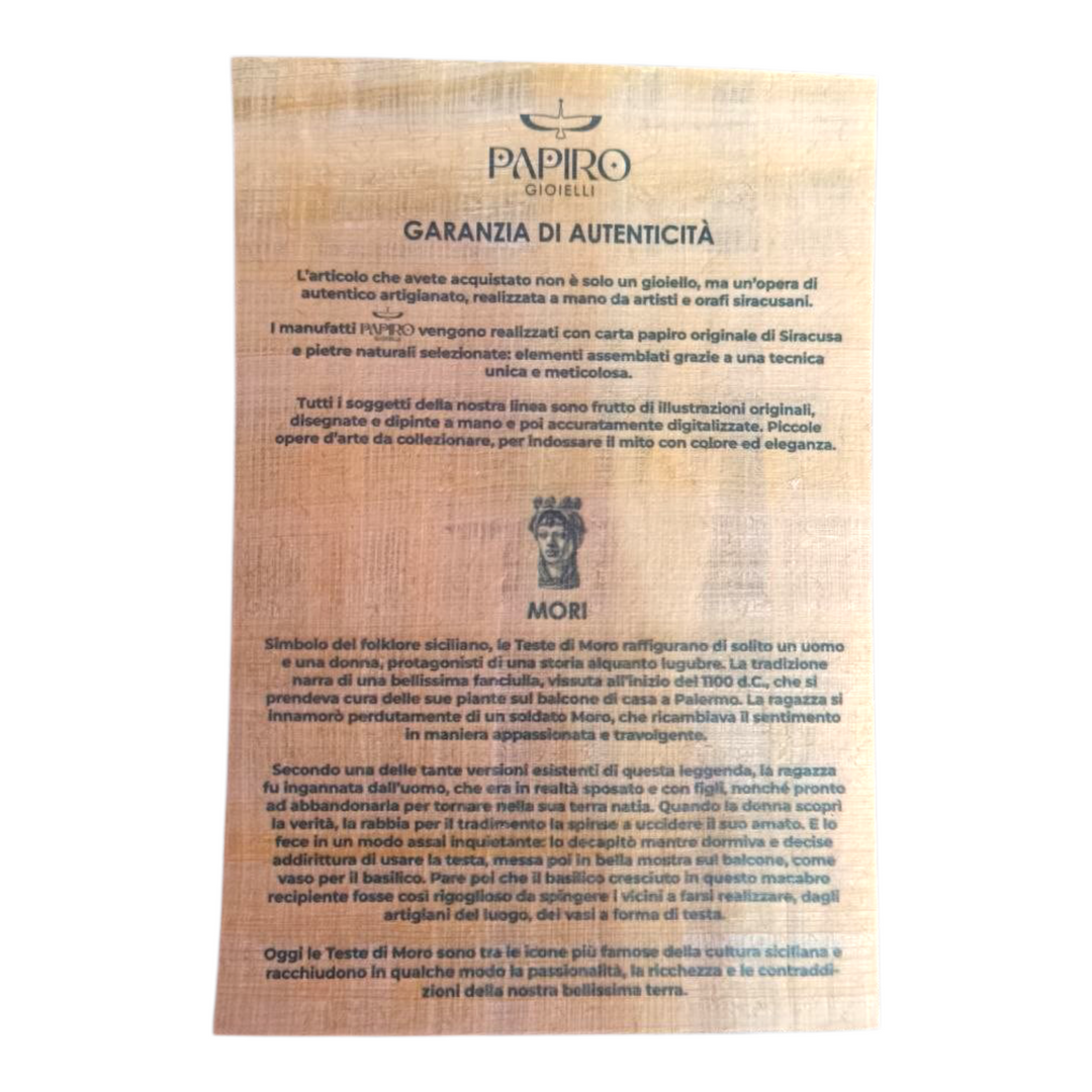 Fine Collezione-Orecchini Mori di Papiro e Agata montati in Argento Dorato
