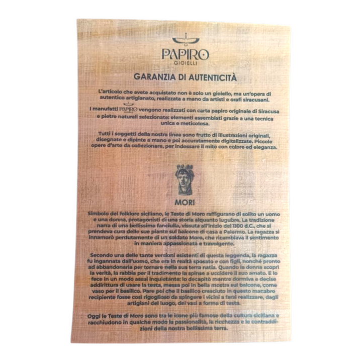 Fine Collezione-Orecchini Mori di Papiro e Agata montati in Argento Dorato