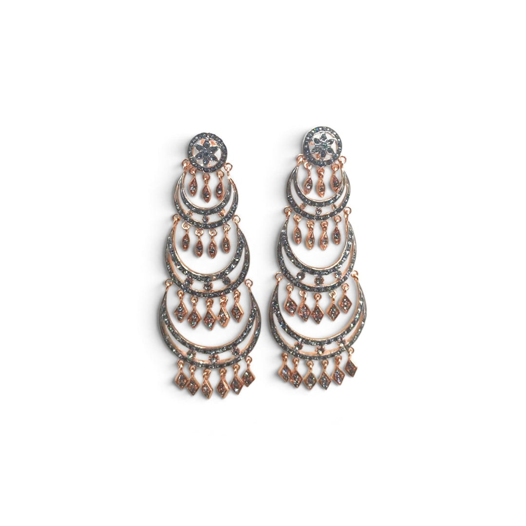 Orecchini Stile Antico con Swarovski montati in Argento Ramato