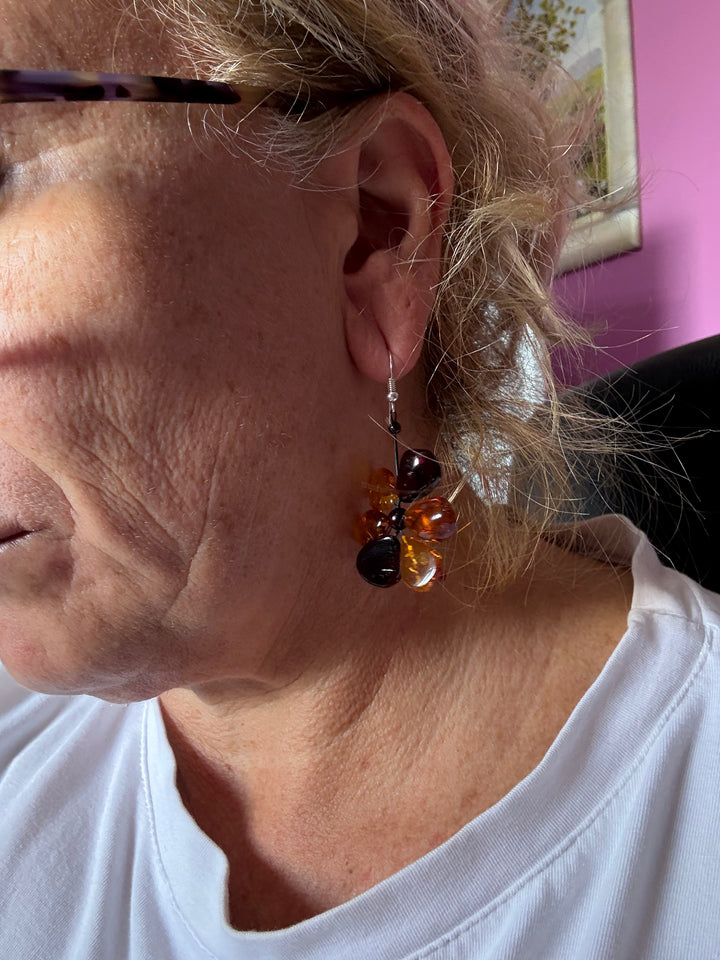 Orecchini Margherita di ambra del baltico montato in argento
