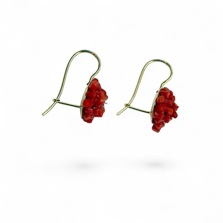 Mediterranean red coral earrings set in silver 