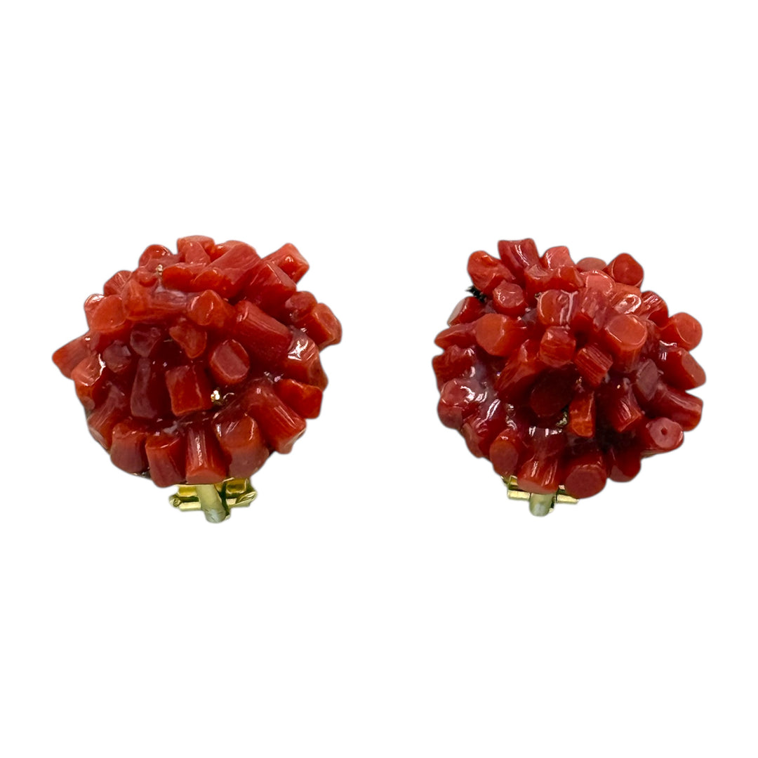 Mediterranean red coral earrings set in silver 