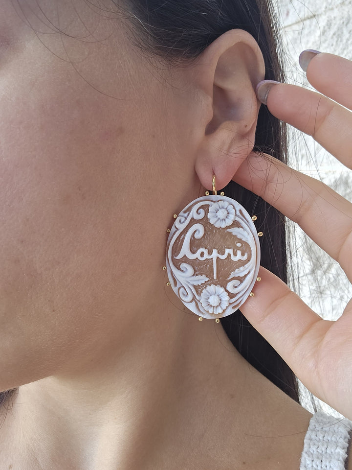 Orecchini “faraglioni di Capri” di cammeo montati in argento
