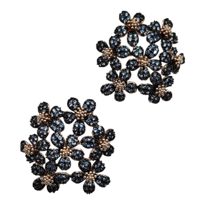 Precious flower earrings in blue bronze