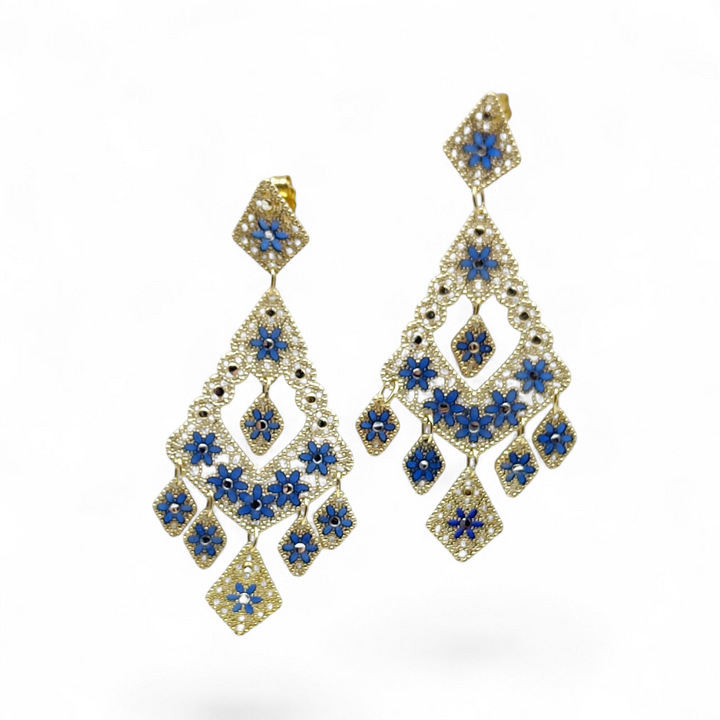 Gypsy earrings with filigree workmanship in silver and zirconia