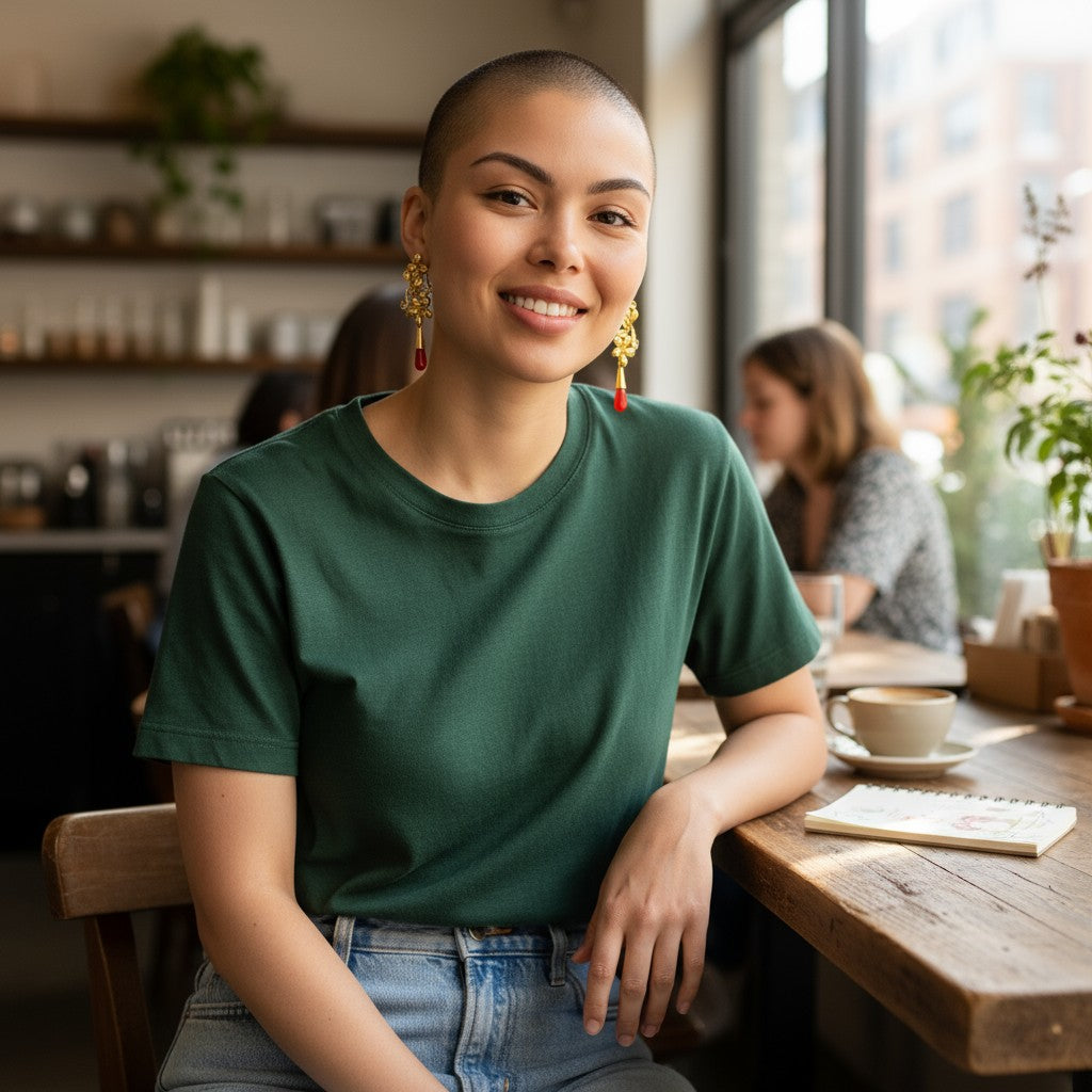 Orecchini Goccia di Corallo, Argento Dorato e Zirconi