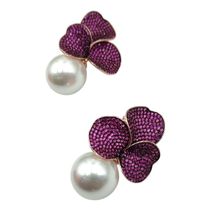 Pearl and zirconia earrings
