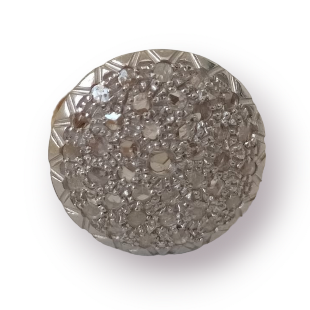 Antique silver and swarovki ring