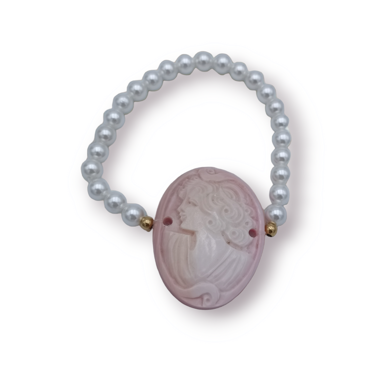 Bracciale dea in cammeo e perle turchese