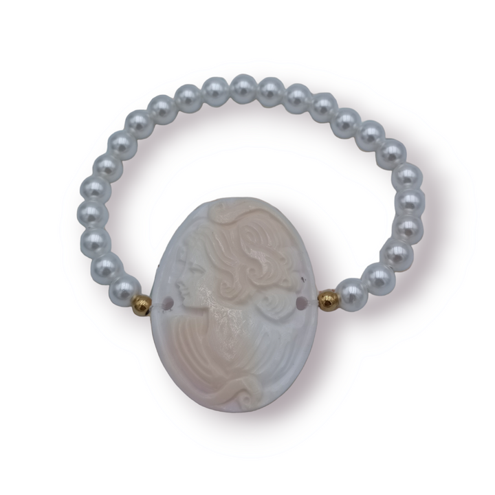 Bracciale dea in cammeo e perle turchese