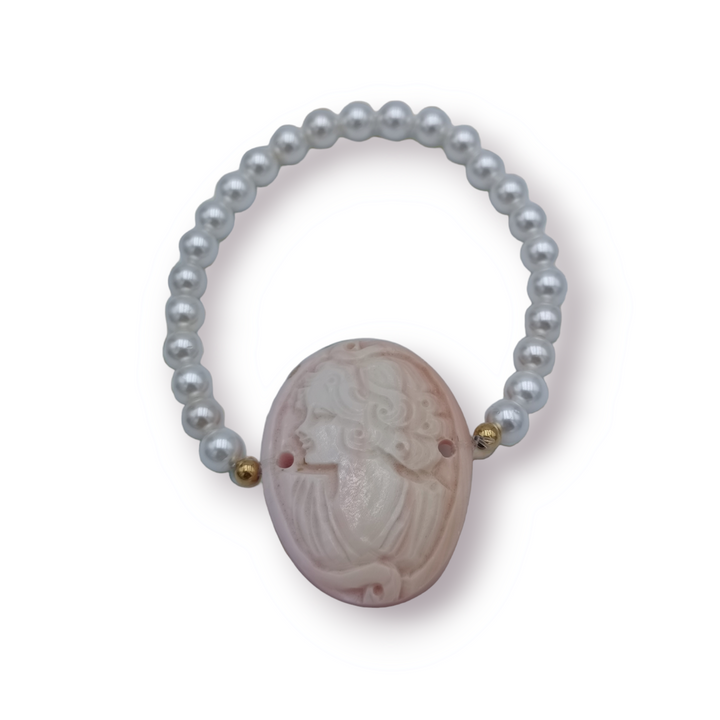 Bracciale dea in cammeo e perle turchese