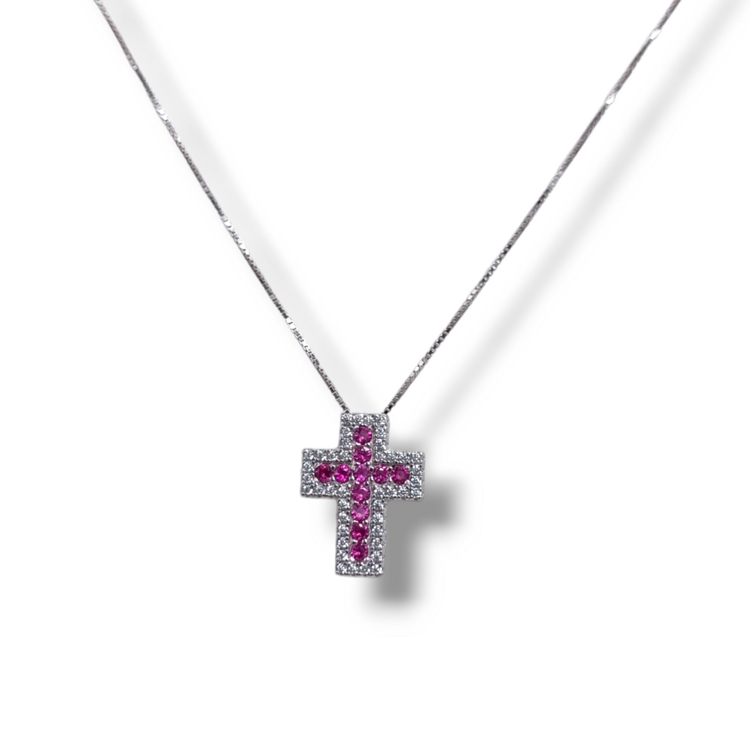 END OF COLLECTION - Cross necklace on silver and zircons