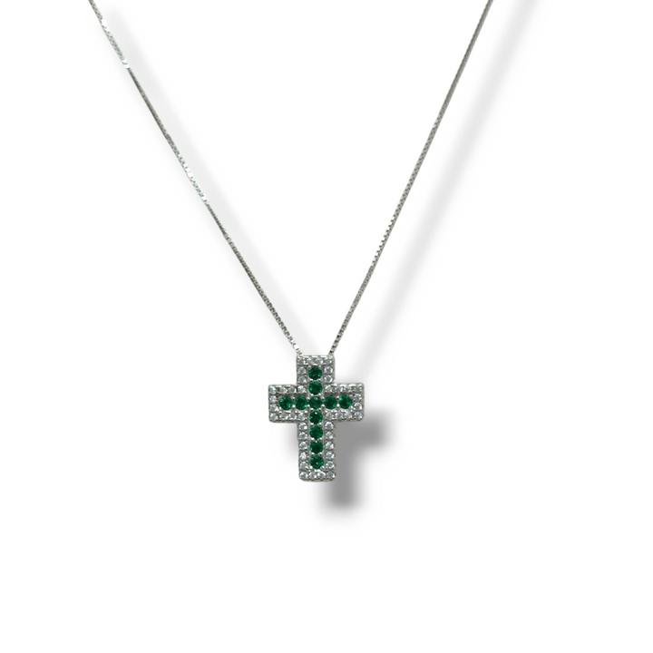 END OF COLLECTION - Cross necklace on silver and zircons