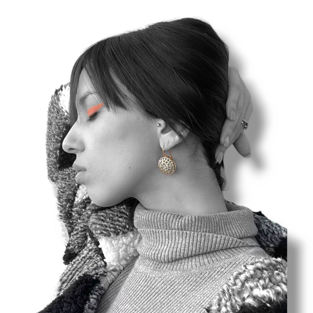 Silver and Swarovski crystal patch earrings mounted on silver