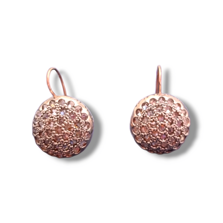 Silver and Swarovski crystal patch earrings mounted on silver