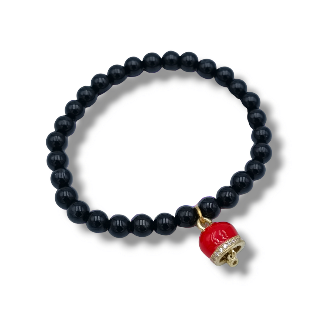 woven bracelet with coral flower