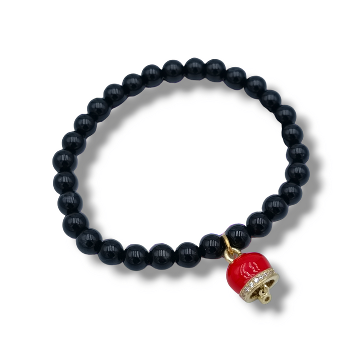 woven bracelet with coral flower