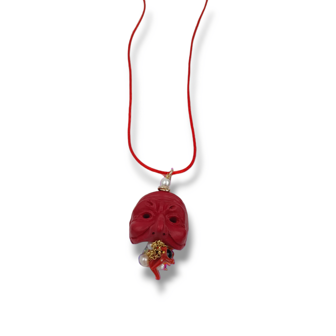 END OF COLLECTION - Pulcinella necklace on terracotta