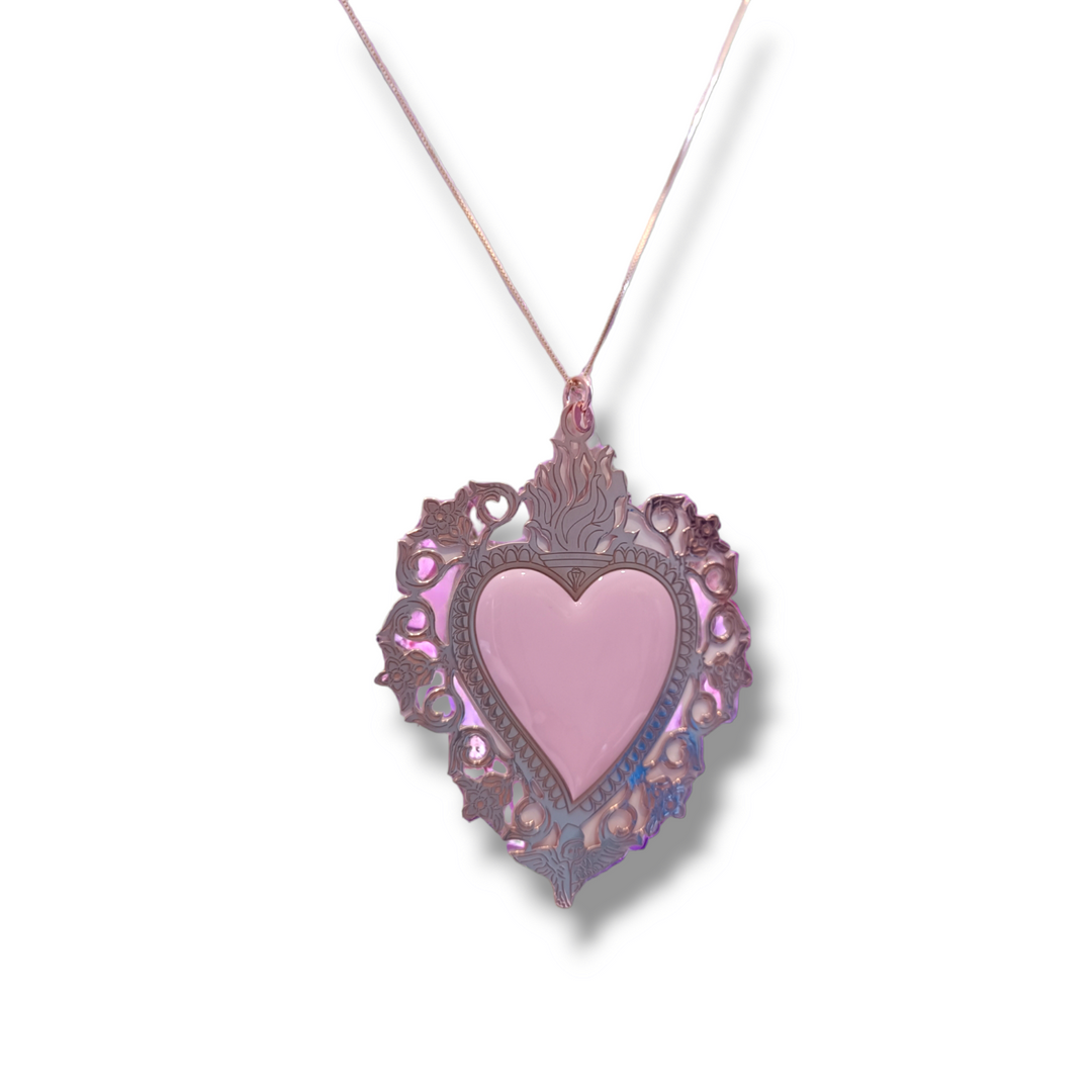 END OF COLLECTION - Sacred heart necklace in silver