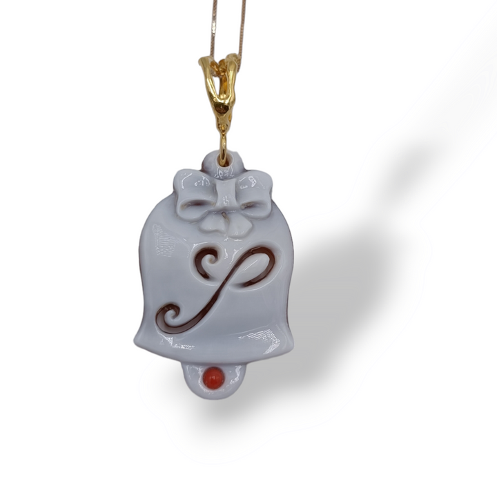 Capri letter bell pendant in cameo mounted on silver