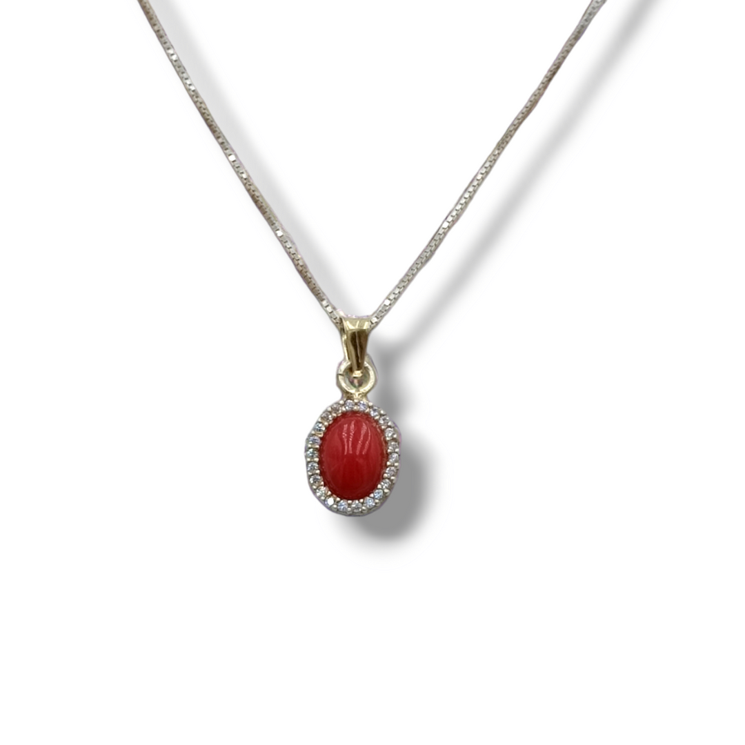 END OF COLLECTION - Heart necklace on turquoise paste and real coral