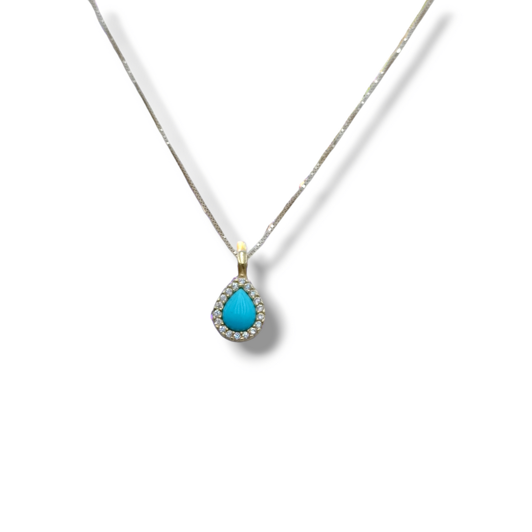 END OF COLLECTION - Heart necklace on turquoise paste and real coral