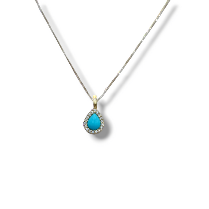 END OF COLLECTION - Heart necklace on turquoise paste and real coral