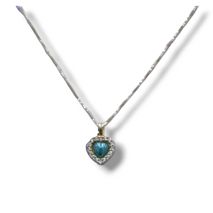 END OF COLLECTION - Heart necklace on turquoise paste and real coral
