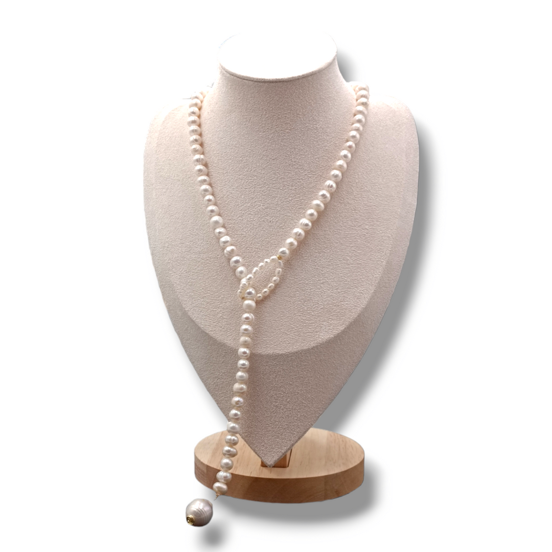 Collana Di Perle Kasumi Barocche Bianche Naturali 20mm - Lunghezza 46cm - Artigianale - Foto 6