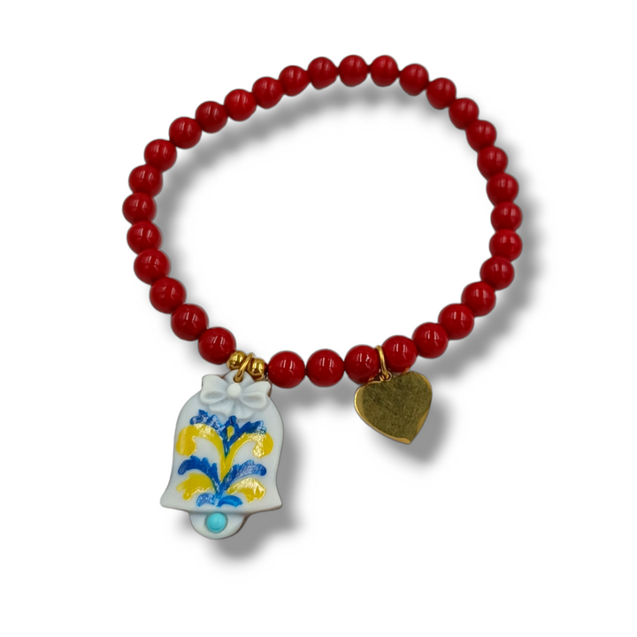 Bracciale campanella vietrese in cammeo montato su perle