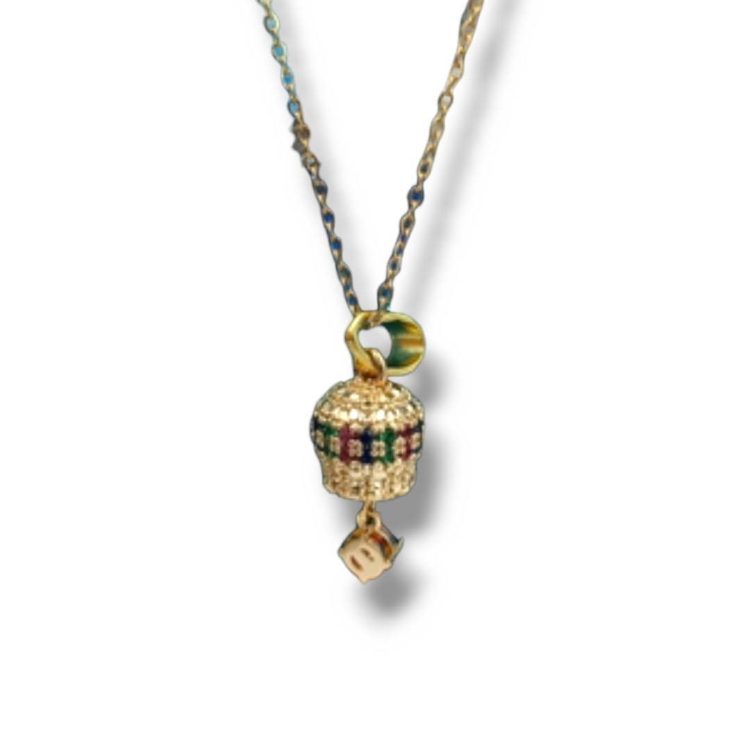 END OF COLLECTION - Bell necklace in zirconia mounted in steel