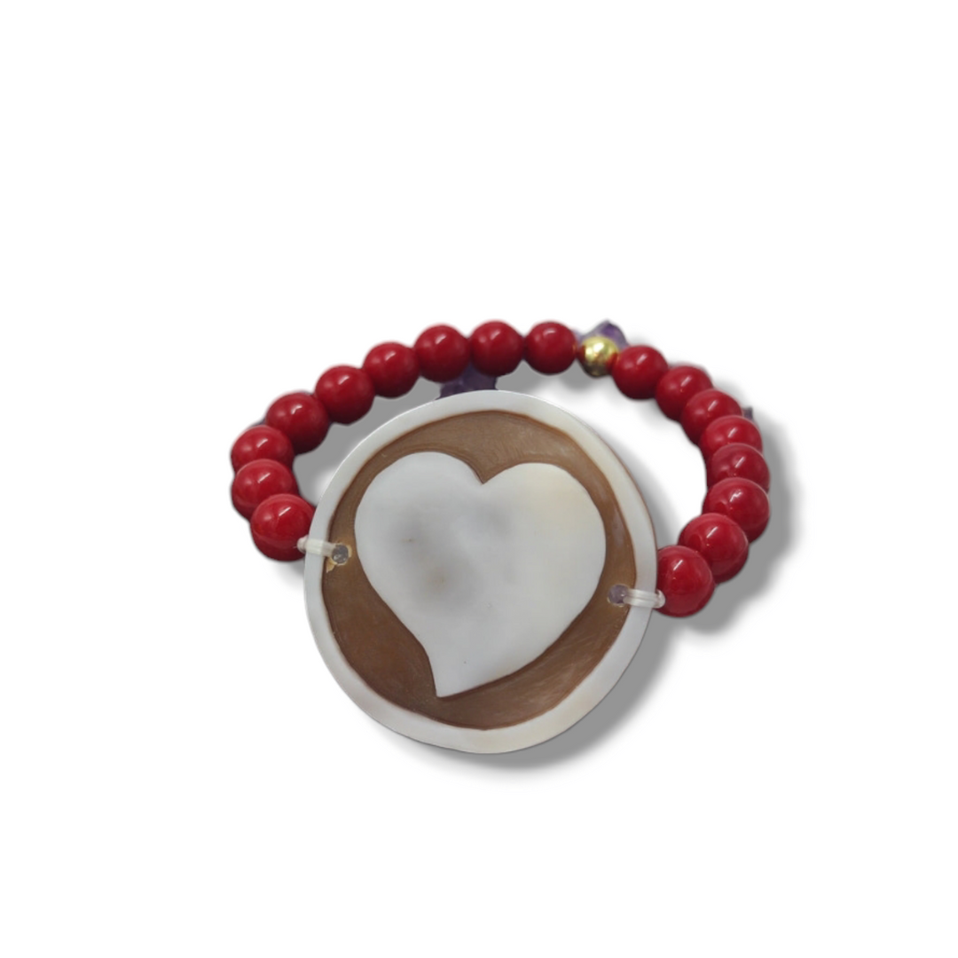 Bracciale corona, cuore, corno in cammeo sardonico Lucia Vitiello Gioielli di Napoli