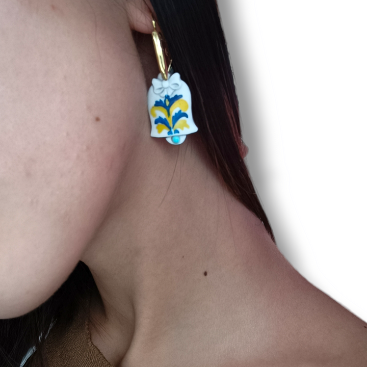 Vietri bell earrings without cameo mounted on silver