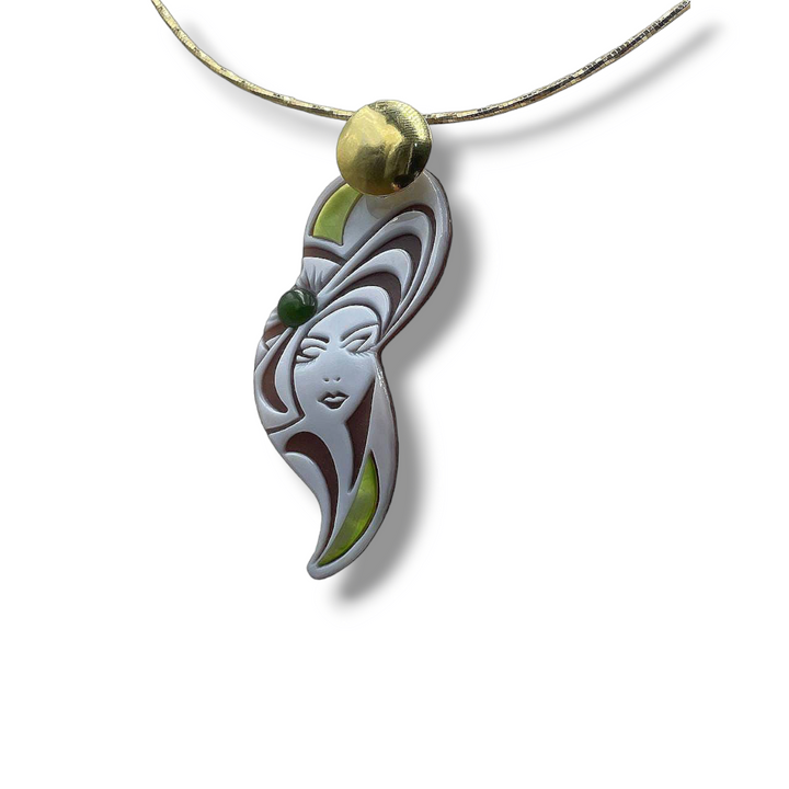 "Enigma collection" pendants in cameo and mother of pearl mounted on silver